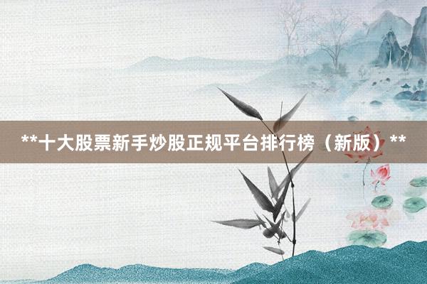 **十大股票新手炒股正规平台排行榜（新版）**