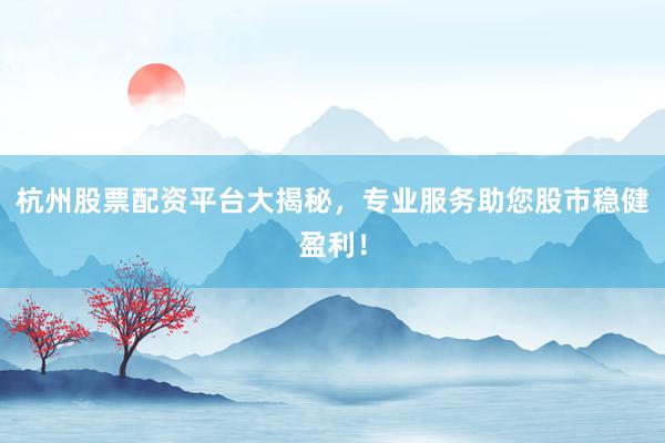 杭州股票配资平台大揭秘，专业服务助您股市稳健盈利！