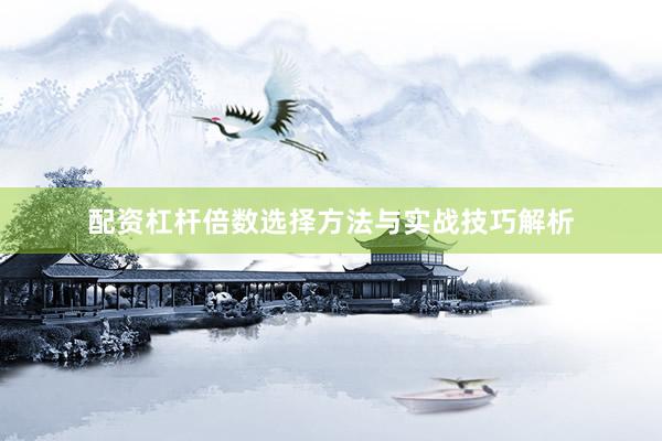 配资杠杆倍数选择方法与实战技巧解析