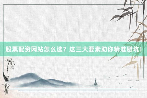 股票配资网站怎么选？这三大要素助你精准避坑！