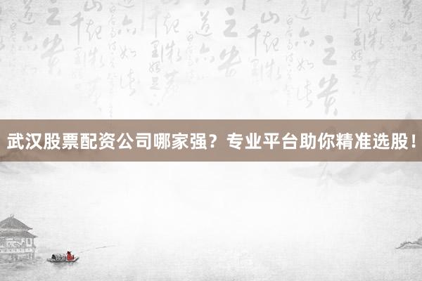 武汉股票配资公司哪家强？专业平台助你精准选股！