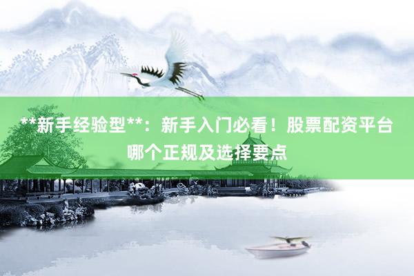 **新手经验型**：新手入门必看！股票配资平台哪个正规及选择要点