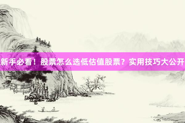 新手必看！股票怎么选低估值股票？实用技巧大公开