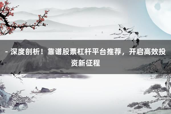 - 深度剖析！靠谱股票杠杆平台推荐，开启高效投资新征程