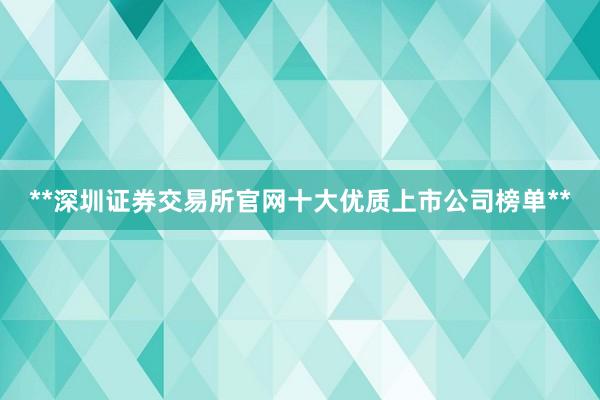**深圳证券交易所官网十大优质上市公司榜单**