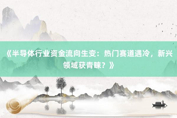 《半导体行业资金流向生变：热门赛道遇冷，新兴领域获青睐？》