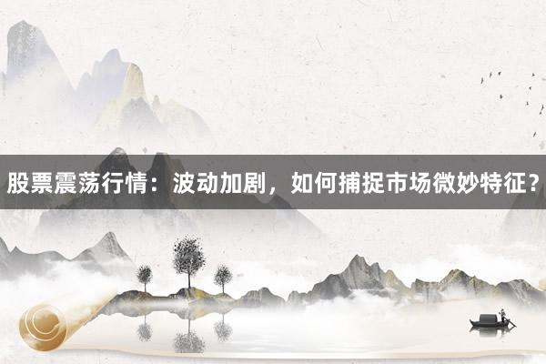 股票震荡行情：波动加剧，如何捕捉市场微妙特征？