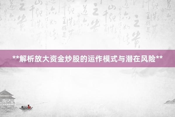 **解析放大资金炒股的运作模式与潜在风险**